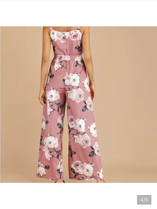 Pants - NWT Floral Wide-Leg Cami Belted  floral jumpsuit. Pink& white w/ belt Sz S